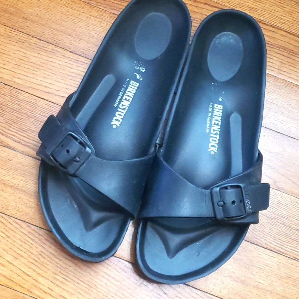 Birkenstock Black Slide Sandals Shoes Size 40 Women's 9 Men's 7 Madrid Eva
